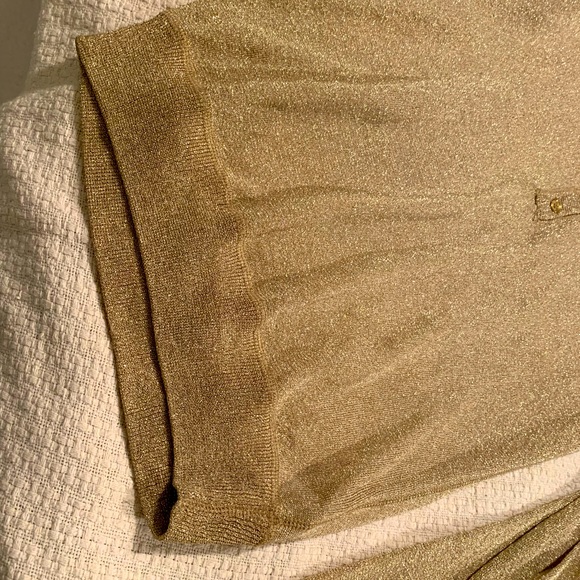 NOT FOR SALE Michael Kors long Sleeve Gold Metallic Henley - Picture 5 of 5